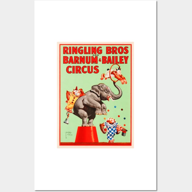 Ringling Bros Barnum & Bailey CIRCUS ACROBATIC WILD ANIMALS Show Lithograph Poster Wall Art by vintageposters